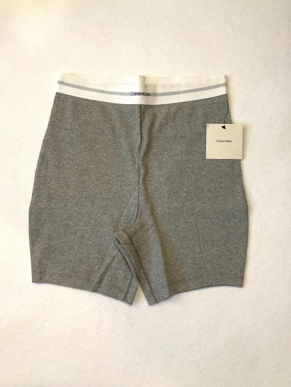 CALVIN KLEIN GRAY STRETCH RIB BIKE SHORTS~SIZE MEDIUM~NEW WITH TAGS!